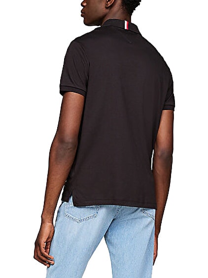 TH Polo a maniche corte nastro colletto black - Polo Uomo