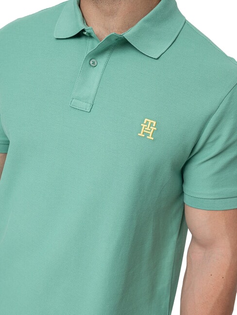 TH Polo manica corta ricamo monogram fort green - Polo Uomo