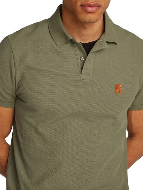 TH Polo manica corta ricamo monogram battle green - Polo Uomo