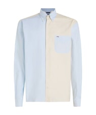 TOMMY HILFIGER TH Camacia a maniche lunghe color block breezy blue - Camicie Uomo - 4