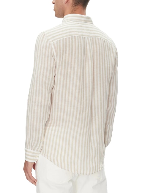 TH Camicia a righe in lino regular fit wood ash / iced coffee stripe - Camicie Uomo