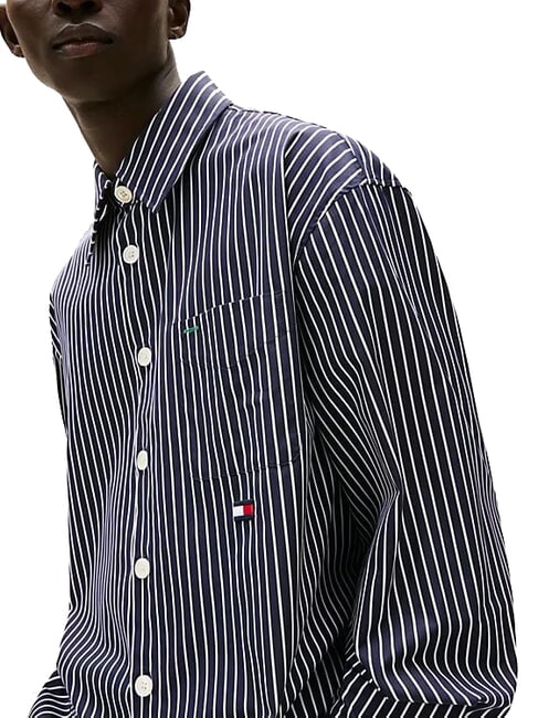 TH Camicia maniche lunghe oversize navy - Camicie Uomo