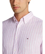 TOMMY HILFIGER TH Camicia a righe in lino regular fit classic pink / stripe - Camicie Uomo - 3