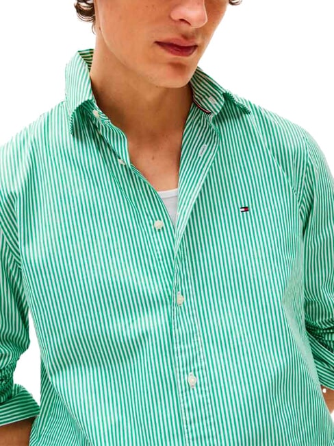 TH Camicia in cotone a righine green beige color block - Camicie Uomo