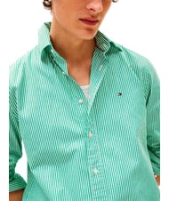 TOMMY HILFIGER TH Camicia in cotone a righine green beige color block - Camicie Uomo - 3