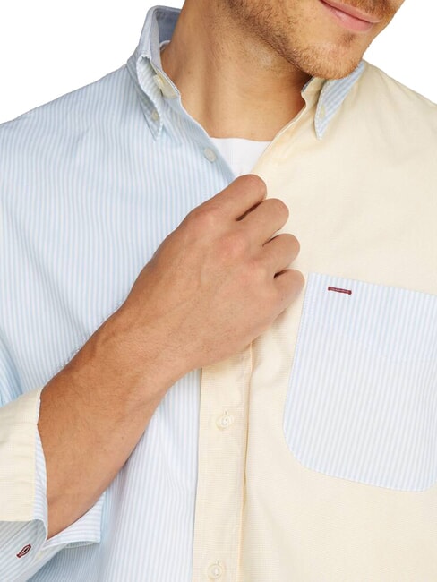 TH Camacia a maniche lunghe color block breezy blue - Camicie Uomo