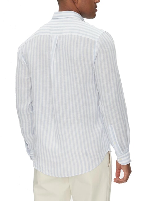 TH Camicia a righe in lino regular fit dark night navy white breton stripe - Camicie Uomo