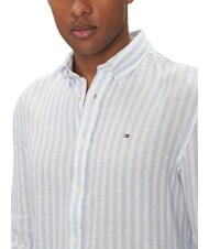TOMMY HILFIGER TH Camicia a righe in lino regular fit dark night navy white breton stripe - Camicie Uomo - 3
