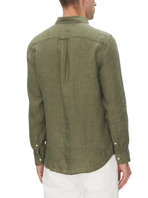 TH Camicia in lino manica lunga regular fit battle green - Camicie Uomo