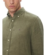 TOMMY HILFIGER TH Camicia in lino manica lunga regular fit battle green - Camicie Uomo - 3