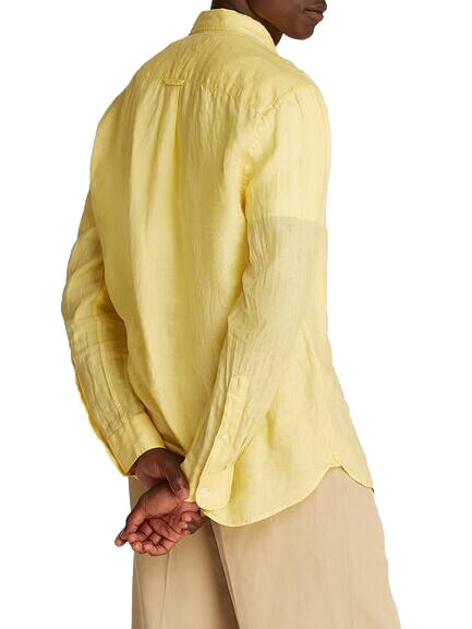TH Camicia in lino manica lunga regular fit citronella - Camicie Uomo