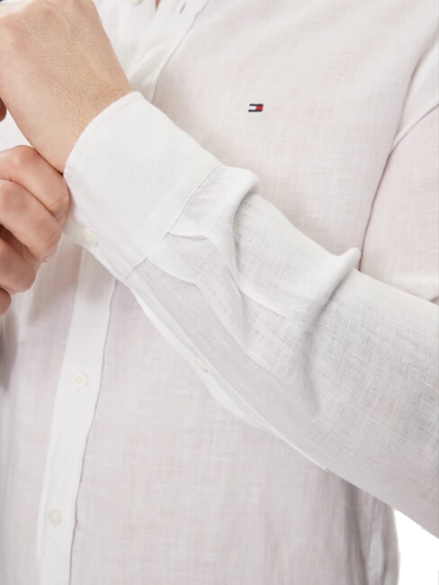 TH Camicia in lino manica lunga regular fit optic white - Camicie Uomo