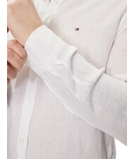 TOMMY HILFIGER TH Camicia in lino manica lunga regular fit optic white - Camicie Uomo - 4