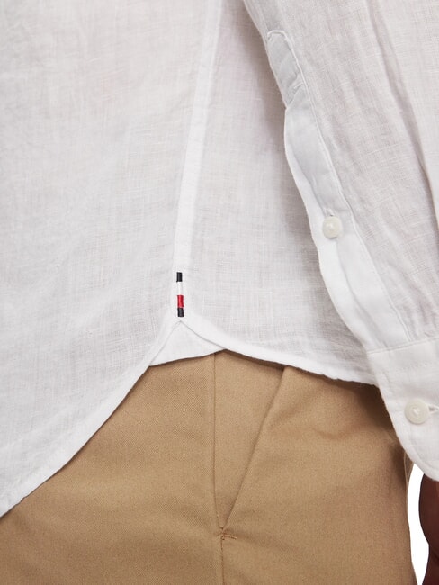 TH Camicia in lino manica lunga regular fit optic white - Camicie Uomo