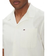 TOMMY HILFIGER TH JEANS Camicia manica corta lino cotone ecru - Camicie Uomo - 3