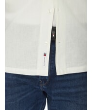 TOMMY HILFIGER TH JEANS Camicia manica corta lino cotone ecru - Camicie Uomo - 4