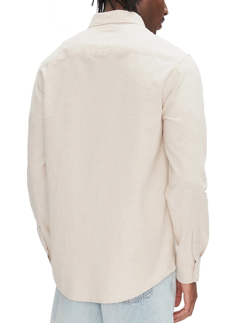 TH JEANS Camicia manica lunga misto lino relic tan - Camicie Uomo