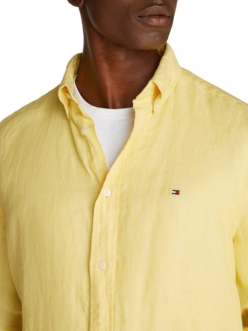 TH Camicia in lino manica lunga regular fit citronella - Camicie Uomo