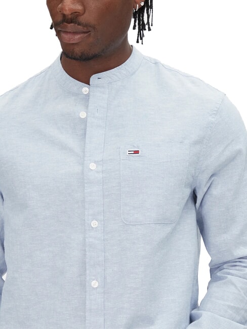 TH JEANS Camicia colletto coreana misto lino colorado blue - Camicie Uomo