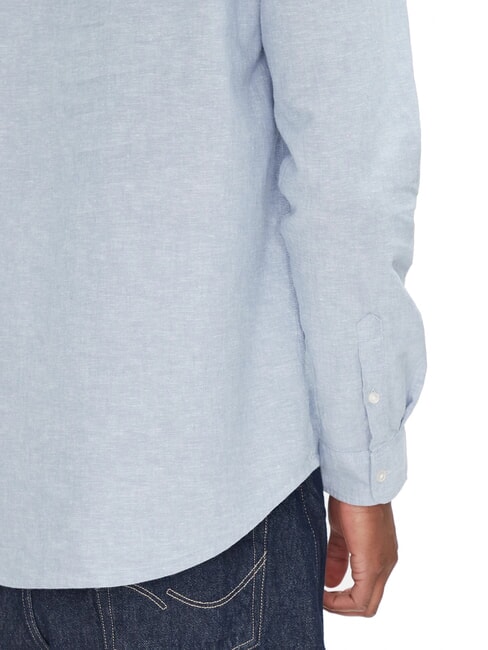 TH JEANS Camicia colletto coreana misto lino colorado blue - Camicie Uomo