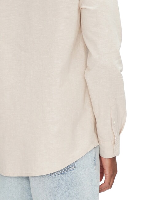 TH JEANS Camicia manica lunga misto lino relic tan - Camicie Uomo