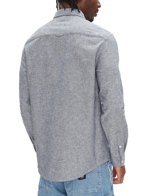 TH JEANS Camicia manica lunga misto lino dark night navy - Camicie Uomo