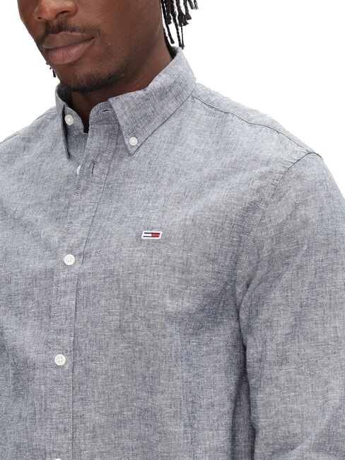 TH JEANS Camicia manica lunga misto lino dark night navy - Camicie Uomo