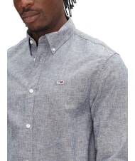 TOMMY HILFIGER TH JEANS Camicia manica lunga misto lino dark night navy - Camicie Uomo - 3