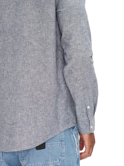 TH JEANS Camicia manica lunga misto lino dark night navy - Camicie Uomo