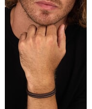 SECTOR BANDY Bracciale uomo in pelle intrecciata brown - Bracciali Uomo - 2