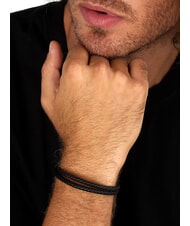 SECTOR BANDY Bracciale uomo in pelle intrecciata Nero - Bracciali Uomo - 2