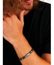 SECTOR BANDY Bracciale uomo in pelle e acciaio verde - Bracciali Uomo - 2