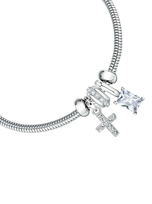 TORCHON Bracciale snake con croce e cristallo ARGENTO - Bracciali Donna