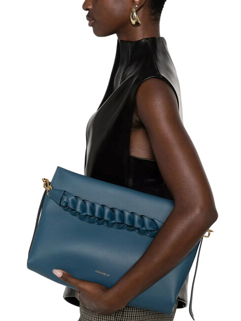 BOHEME GRANA DOUBLE Borsa in pelle martellata con tracolla deep bl/sandshe - Borse Donna