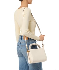 COCCINELLE BOHEME GRANA DOUBLE Borsa piccola a mano in pelle martellata blanc/des - Borse Donna - 4