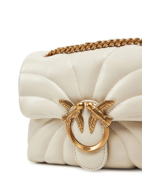 LOVE PUFF MINI Borsa tracolla mini in nappa bianco seta-antique gold - Borse Donna