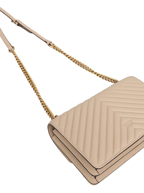 CLASSIC LOVE ONE Borsa in pelle nappa beige-grigio fumo-antique gold - Borse Donna