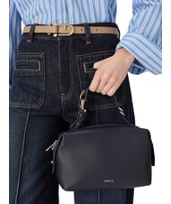 FURLA DOUBLE Borsa a bauletto in pelle con tracolla ink blue - Borse Donna - 6