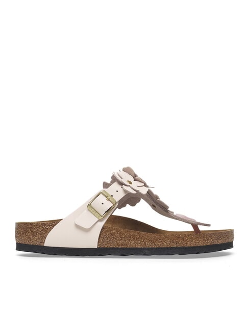 GIZEH Ciabatta infradito in pelle con fiori light rose - Scarpe Unisex