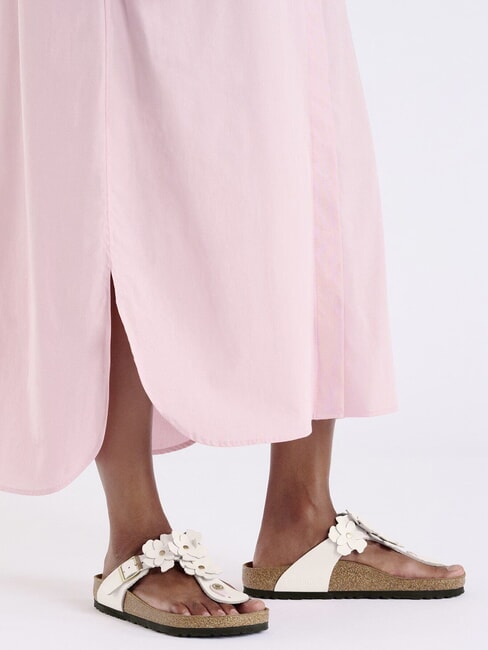 GIZEH Ciabatta infradito in pelle con fiori light rose - Scarpe Unisex