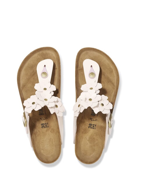 GIZEH Ciabatta infradito in pelle con fiori light rose - Scarpe Unisex