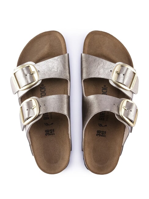 ARIZONA BIG BUCKLE Ciabatta metallizzata con fibbie gray taupe - Scarpe Donna