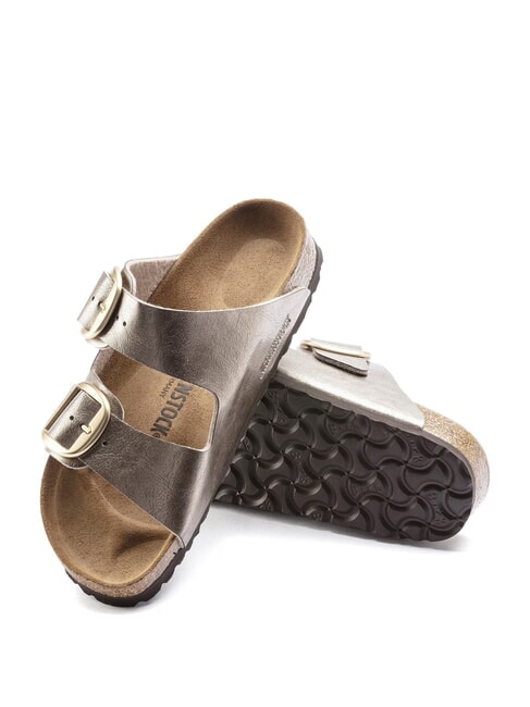 ARIZONA BIG BUCKLE Ciabatta metallizzata con fibbie gray taupe - Scarpe Donna