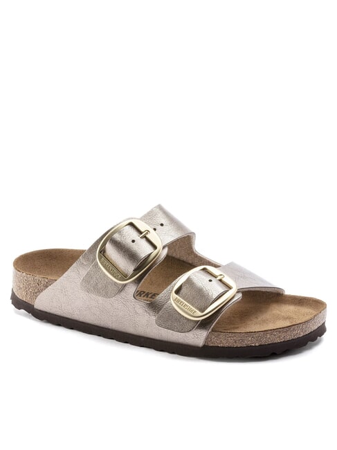 ARIZONA BIG BUCKLE Ciabatta metallizzata con fibbie gray taupe - Scarpe Donna