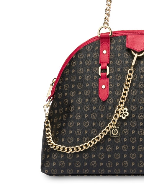 HERITAGE Borsa dome a spalla manici catena nero lacca - Borse Donna
