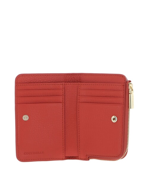 METALLIC SOFT Leather card holder grenadine red - Portafogli Donna