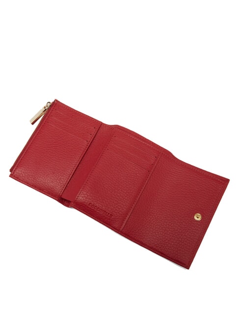 METALLIC SOFT Small wallet in textured leather ruby - Portafogli Donna