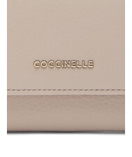 COCCINELLE METALLIC SOFT Small wallet in textured leather powder pink - Portafogli Donna - 3