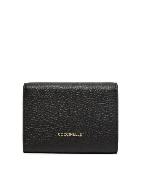 MAGIE Portafoglio medio in pelle martellata Nero - Portafogli Donna