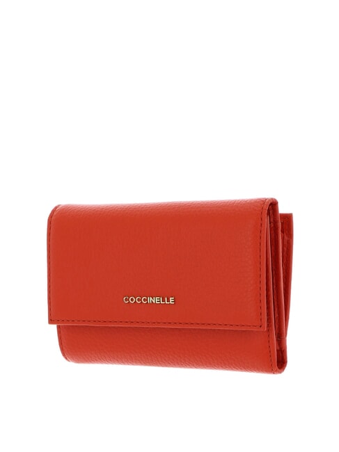METALLIC SOFT Portafoglio bifold pelle martellata gazpacho - Portafogli Donna